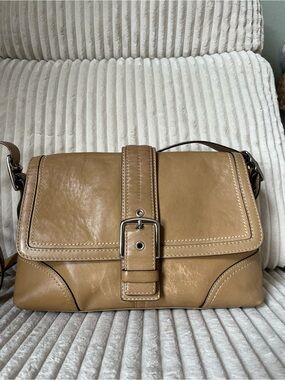Vintage Coach Soho Camel Tan Leather Buckle Flap Shoulder Bag Y2K F11196🤎🐻🪵🐪🥥☕️